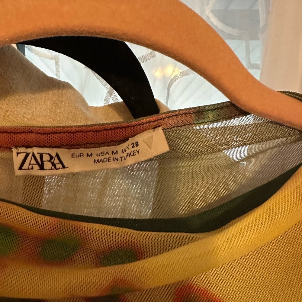 Zara Vibrant Yellow and Green Mesh Top - Picture 2 of 5
